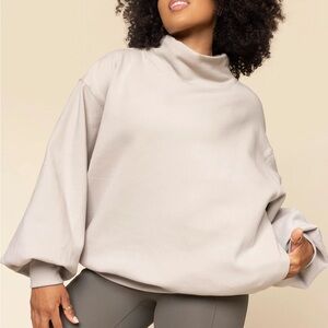 Popflex Ooey Gooey Mockneck Sweatshirt with Pockets — Silver Birch S/M
